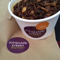 Koshari with the fried onions on top at Koshari Street in London