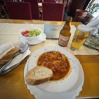 Duvec with bread and seasonal side salad   at Srebrena Skoljka in Sarajevo