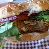 vegan burger at Maswick Cafeteria in Grand Canyon Village