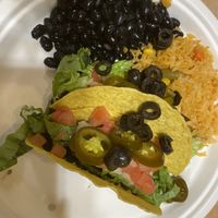 Taco dinner, no meat, no cheese at Maswick Cafeteria in Grand Canyon Village
