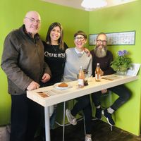 Photo with Luigi, the owner  at Nanda's in Lucca