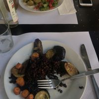 rice with veggies and falafels at Nanda's in Lucca