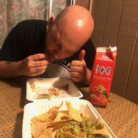 Chips and guacamole + mushroom and tofu tacos.  at Federico's Fresh Mex Cuisine in Hanalei