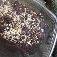 vegan brownie with coconut flakes at The Art We Are in Kamloops
