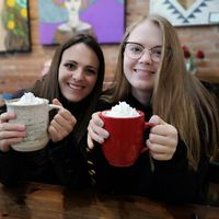 Vegan hot chocolate with coconut whip cream  at The Art We Are in Kamloops