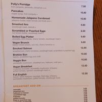 Menu at The Spoke in London