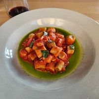 Tofu gnocchi with in delicious sauce at 9 Miles East in Saratoga Springs