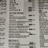 Menu at Just Vege - Forum in Helsinki