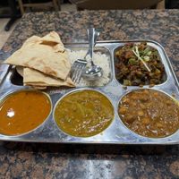 Vegan Thali with roti  at Bhanu's Indian Grocery and Cuisine in San Gabriel