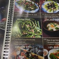 Some of the vegan/ vegetarian meny  at Lake View Side Restaurant & Cafe in Hanoi
