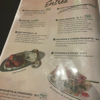 Entree menu at Bella Alice in Alice Springs