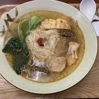 Sesame oil and ginger soup with thin noodles and lion's mane mushroom at Tai Lai in Taipei