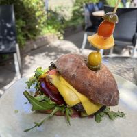 Mushroom burger @staywildveganchild  at Sprout Eden in Eden