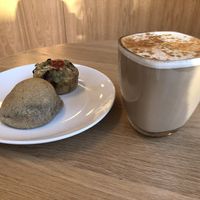 Pastries and chai latte  at Cocooning Café in Montreal
