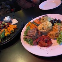 Tapas Vegan plate.
Couscous avocado, sun dried tomatoes, chickpeas .  at Ginkgo in Frankfurt