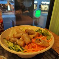 Vegan spring rolls with sallad and glas noodles at XÔI Vietnamese Street Food in Stockholm