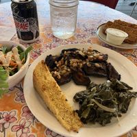 Shiitake mushrooms and cornbread! at The Root Cafe in Little Rock