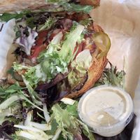 Oyster Mushroom Burger  at The Root Cafe in Little Rock