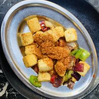 Salt and chilli tofu, served with rice. Really delicious   at Mama Yo in Dublin