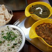 Chana masala and palak paneer  at Sangeetha Vegetarian Restaurant in South West London