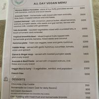 Food menu  at Spa Una & Eco Café in Unawatuna