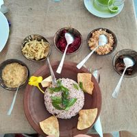 Mushrooms Dahl rice sabal beetroot egg plant amazing! at Spa Una & Eco Café in Unawatuna