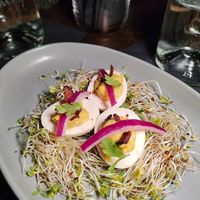 HUEVOS DEL DIABLO
Shiitake Bacon, Cilantro, Pickled Onion (4 pieces) at BAR NENA in New York City