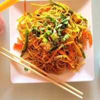 Chow Mein- light and fresh and appreciated chilli on the side at Pure Vegetarian GOPAL in Phuket