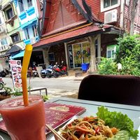 Strawberry fruit drink and papaya salad (low spicy as requested) at Pure Vegetarian GOPAL in Phuket