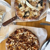 Lemon pepper and sausage and mushroom pizzas   at Pizza Uncommon in West Lafayette