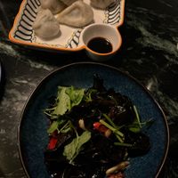 Steamed veggie dumplings & woodear mushroom saladd  at Blue Willow - 夜来湘 in New York City