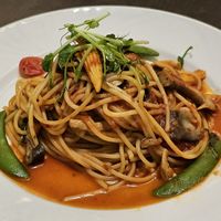 Spaghetti various kinds of mushroom with tomato sauce without any cheese and eggs at Ji Di Zhi Guang - 極地之光 in Tainan
