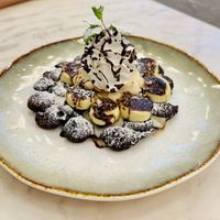 Chocolate waffles with cream and icecreamm  at Kem-Kon Pahurat (เข้ม-ข้น พาหุรัด) in Bangkok
