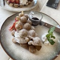 Strawberry waffles  at Kem-Kon Pahurat (เข้ม-ข้น พาหุรัด) in Bangkok