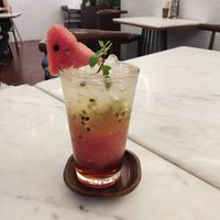 Watermelon and passion fruit drink at Kem-Kon Pahurat (เข้ม-ข้น พาหุรัด) in Bangkok
