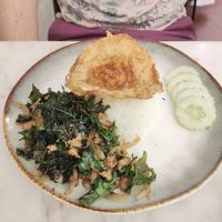 Stir fried minced pork with added 'fried egg' at Kem-Kon Pahurat (เข้ม-ข้น พาหุรัด) in Bangkok