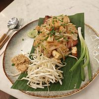 Spicy sausage pad Thai (sausage slices hidden below) at Kem-Kon Pahurat (เข้ม-ข้น พาหุรัด) in Bangkok