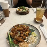 Pad Thai and Dumplings in the back  at Kem-Kon Pahurat (เข้ม-ข้น พาหุรัด) in Bangkok