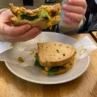 coronation chickpea sandwich   at Levens Kitchen in Kendal