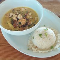 Tofu coconut curry at Barefoot Caribe in Caye Caulker