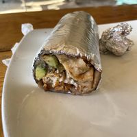 Half of the Vegan burrito   at Barefoot Caribe in Caye Caulker