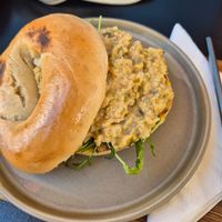 Chickpea bagel at Nourish'd Café Green Point in Cape Town