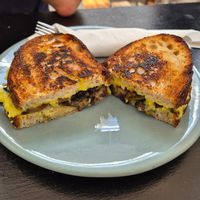 Sandwich with mushrooms at Nourish'd Café Green Point in Cape Town