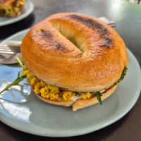 Tofu bagel at Nourish'd Café Green Point in Cape Town