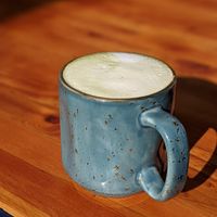 Matcha latte with soy milk at Happy Girl Kitchen in Pacific Grove