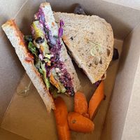 Black bean sandwich special of the day (vegan)  at Happy Girl Kitchen in Pacific Grove