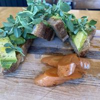 Avocado toast   at Happy Girl Kitchen in Pacific Grove
