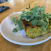 Chickpea frittata  at Happy Girl Kitchen in Pacific Grove