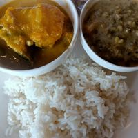 Rice with monggo soup and squash curry at Kurvada in Siargao