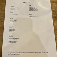 Vegan menu - you need to ask for it    at Thai Days Restaurant in Goolwa